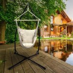 Support en acier pour fauteuil suspendu hamac - luxs - base croisée - charge maximum 120kg - noir Support en acier pour fauteuil suspendu hamac - luxs - base croisée - charge maximum 120kg - noir