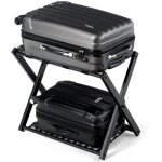 Support de bagage pliant en m�tal avec 4 sangles durables pour d�poser sacs de voyages valises bagages ...