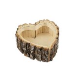 Support c�ur creux bois �corce 15x6x15cm nature