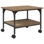 Support dimprimante en bois - vidaxl - ch�ne artisanal - 50x40x38 cm - 2 �tag�res - rangement spacieux ...