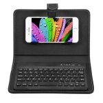 Support �tui � rabat clavier universel sans fil bluetooth pour t�l�phones ios - android - noir