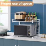 Support extensible pour micro - ondes - blanc - meuble rangement cuisine etagre de cuisine pour micro ...