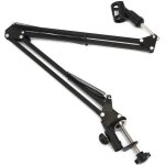 Support fixation microphone pliable bras pince suspendu micro studio