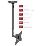 Support fonestar pour tv de 10  30 plafond norme vesa 75 / 100 / 200 noir supporte jusqu 30 kg