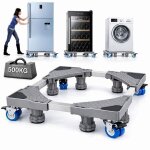 Support machine a laver ajustable socle lave linge avec 4 roues et 8 pieds base machine � laver charge ...
