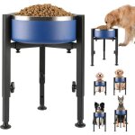 Support m�tal r�glable pour gamelle chien - distributeur croquettes sur�lev� - adapt� toutes tailles ...