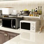 Support  micro - ondes / four rglable - qian - longueur 40 - 65cm - rangement cuisine multifonction ...