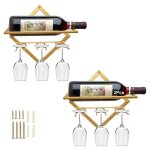 Supports muraux pour bouteilles de vin en m�tal rganisateur de casier � vin suspendu pliable (2 gold ...