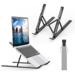 Support pc portable r�glable 6 hauteurs aluminium pliable compatible macbook / dell 10?173 noir