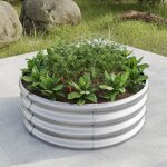 Support de plantation dext�rieur - jardini�re sur�lev�e galvanis�e - jardini�re sur�lev�e ronde de style ...