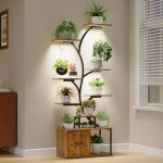 Support � plantes dint�rieur avec lampes de croissance �tag�re m�tallique 9 niveaux 156cm pour plantes ...