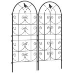 Support pour plantes grimpantes - outsunny - avec oiseaux - lot de 2 - pour l�gumes vignes fleurs - en ...