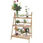 Support pour plantes dint�rieur � 3 �tages blanc - �tag�re � fleurs pliable pots support en bois pot ...