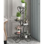 Support de pot de fleur en fer forgé - porte plante fleur 5 couches - noir Support de pot de fleur en fer forgé - porte plante fleur 5 couches - noir