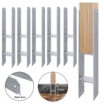 Supports de poteau en h - aufun - 101 mm x 600 mm - acier galvanis� - lot de 6 - 4 trous de fixation