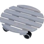 Support à roulettes en bois pour plantes dintérieur rond - gris Support à roulettes en bois pour plantes dintérieur rond - gris