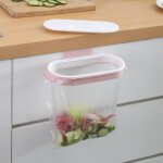 Support de sac poubelle rose avec couvercle suspendu pour tiroir de cuisine et de salle de bains (26x12 ...