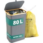 Support de sac poubelle - zokko - 80 l - gris - 44x33x71 cm - facile � retirer - couvercle int�gr� - ...