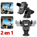 Support t�l�phone voiture 360� rotatif � ventouse fixation tableau de bord / pare - brise universel pour ...