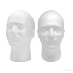 Support de t�te de mannequin en mousse pour hommes - colaxi - blanc - coiffure - bijoux