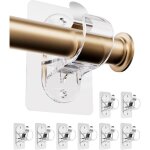 Supports de tringle � rideaux - jiangzha - lot de 8 - transparent - installation sans per�age - 15 � ...