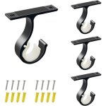Support tringle rideau plafond - estampille - 4 pi�ces - �25 - 28 mm - noir - alliage daluminium - 83x6 ...