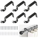 Support de tringle � rideau r�glable - estampille - lot de 6 - � 20 - 25 mm - aluminium - noir - 10x4 ...