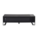 Support tv - erard 37610 - meuble de rangement - 160 cm - carbone - bois acier verre trempé Support tv - erard 37610 - meuble de rangement - 160 cm - carbone - bois acier verre trempé