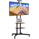 Yaheetech support tv sur pied à roulettes - hauteur réglable - avec frein - 3 tablettes pour 32 à 75 ... Yaheetech support tv sur pied à roulettes - hauteur réglable - avec frein - 3 tablettes pour 32 à 75 ...