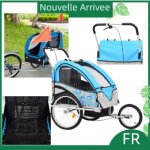 Surciel© remorque à vélo et poussette pour enfants 2 - en - 1 bleu et gris pliable Surciel© remorque à vélo et poussette pour enfants 2 - en - 1 bleu et gris pliable
