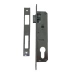 Serrure portail battant axe 20 mm entraxe 70mm chromée + gâche Serrure portail battant axe 20 mm entraxe 70mm chromée + gâche