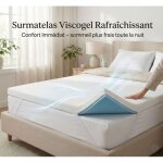Surmatelas viscogel m�moire de forme rafra�chissant 140 x 190 cm �paisseur 4 cm confort �quilibr� ? fabriqu� ...