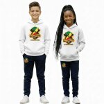 Surv�tement foot enfant - npz - s�n�gal 2025 - double champion dafrique 2025 - blanc - capuche & poches ...