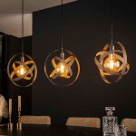Suspension 3 lampes 115x33x150 cm avec anneaux en m�tal noir