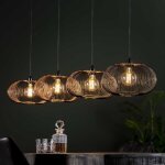 Suspension 4 lampes 170x35x150 cm en m�tal noir