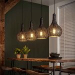 Suspension 4 lampes forme goutte en m�tal noir vieilli - hedel