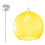 Suspension led - sollux - ball e27 - jaune - m�tal et verre - design moderne loft