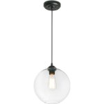 Suspension boule en verre - clara - 27 cm - mtal - e27 - design contemporain