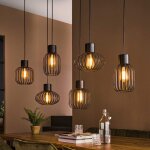 Suspension cage 6 lampes 145x28x150 cm en mtal gris fonc