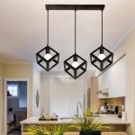 Suspension cage carr cube avez ple long 3 luminaire lustre abat - jour carr contemporain?ampoule non ...