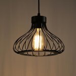 Suspension - cage industriel en mtal - style retro - culot e27 - noir