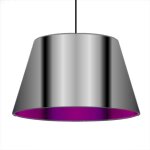 Suspension cylindrique - corep - abat jour rose et argent - 40x22 cm - intrieur - design contemporain ...
