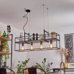 Suspension - hofstein - victorine - mtal noir et chrome - abat - jour rectangulaire - hauteur ajustable ...
