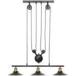 Suspension industrielle luminaire lustre e27 en m�tal pour salon cuisine restaurant poulie noir