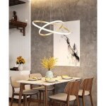 Suspension led lampe pour plafond haut lustre 2 anneaux dor salon salle  manger dimmable avec tlcommande ...