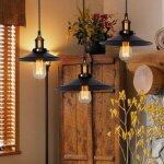 Suspension luminaire industrielle 3 lumi�re - �22 cm noir plafonnier vintage lustre abat - jour en m�tal ...