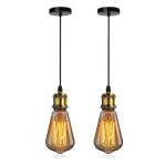 Suspension luminaire industrielle e27 lustre simple - wottes - uni 2pcs - noir - fer forg� - ext�rieur ...