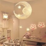 Suspension luminaire lune �toiles led pendentif lampe aluminium lustre plafonnier d�coration 40 * 110cm ...