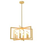 Suspension luminaire rustique 6 douilles costway - hauteur r�glable 67 � 157 cm - e14 40w - g�om�trique ...