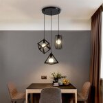 Suspension luminaire vintage e27 - cage mtal - 3 lampes - corde ajustable